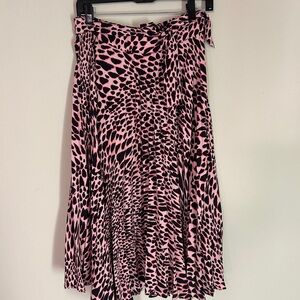 Topshop Asymmetrical Skirt in Pink and Black Animal Print